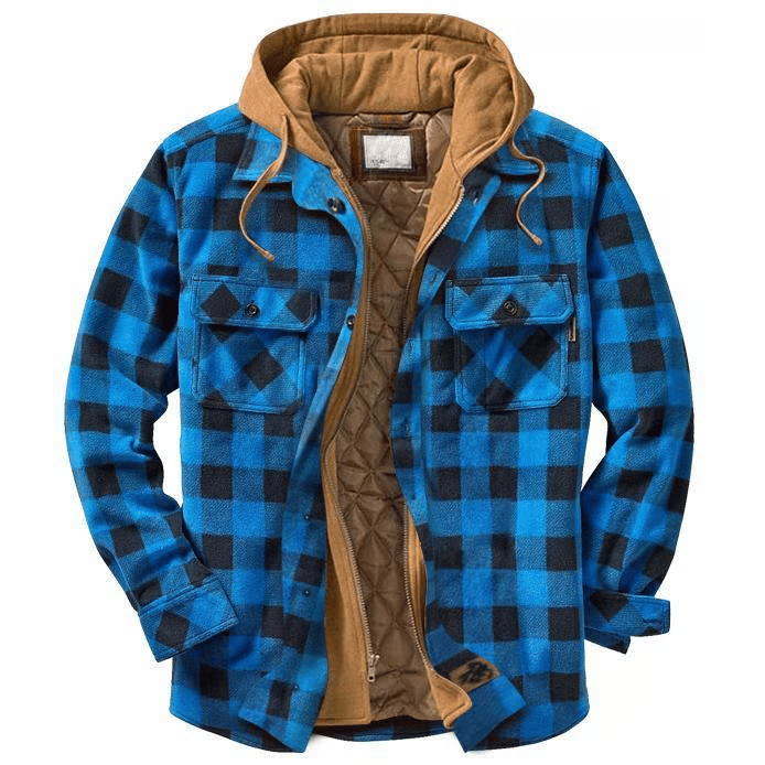 Outdoor Men's Hooded Flannel Shirt Jacket