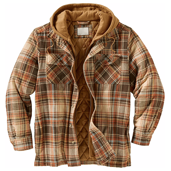 Outdoor Men's Hooded Flannel Shirt Jacket