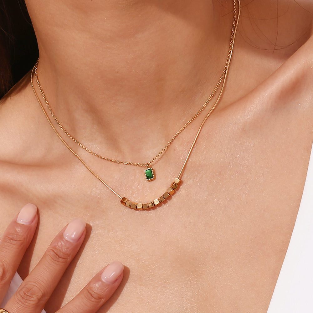Double Layered Emerald Necklace