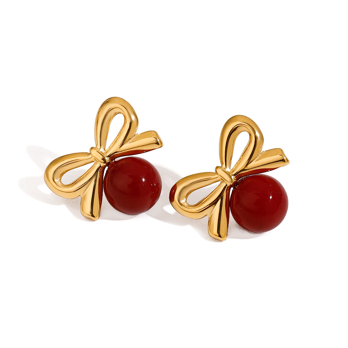 Ruby Bow Earrings