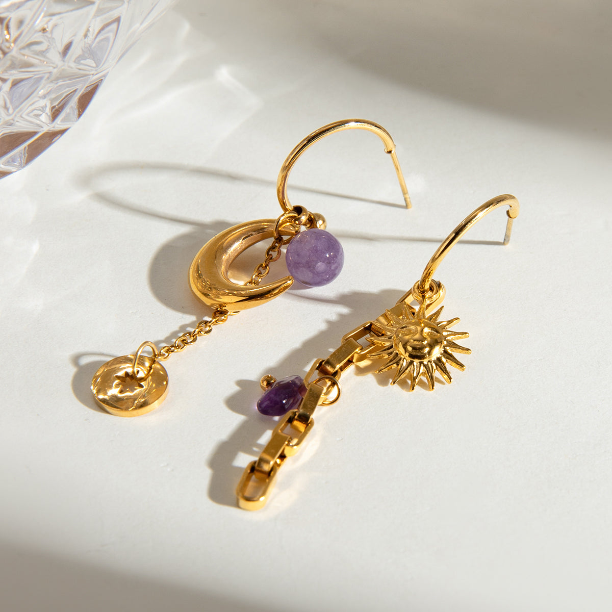 Mystic Moon & Sun Drop Earrings