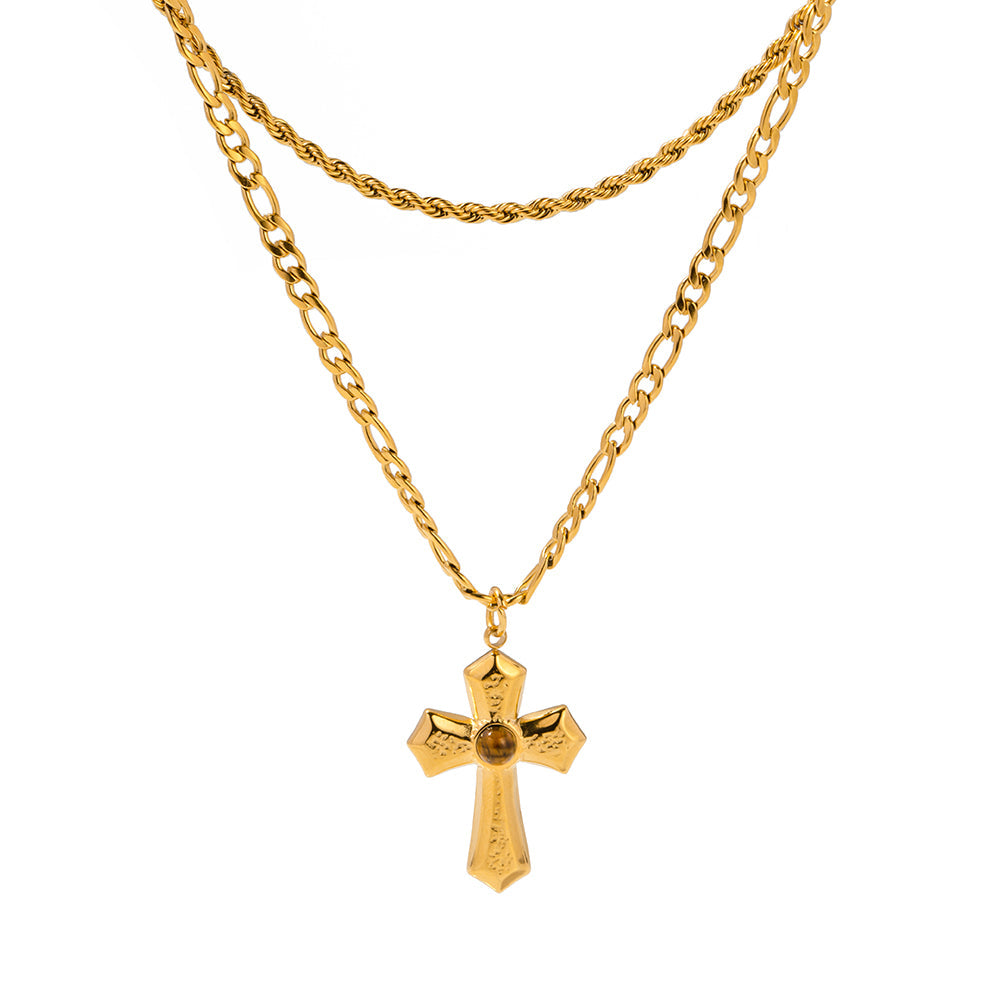 Double Layered Cross Necklace