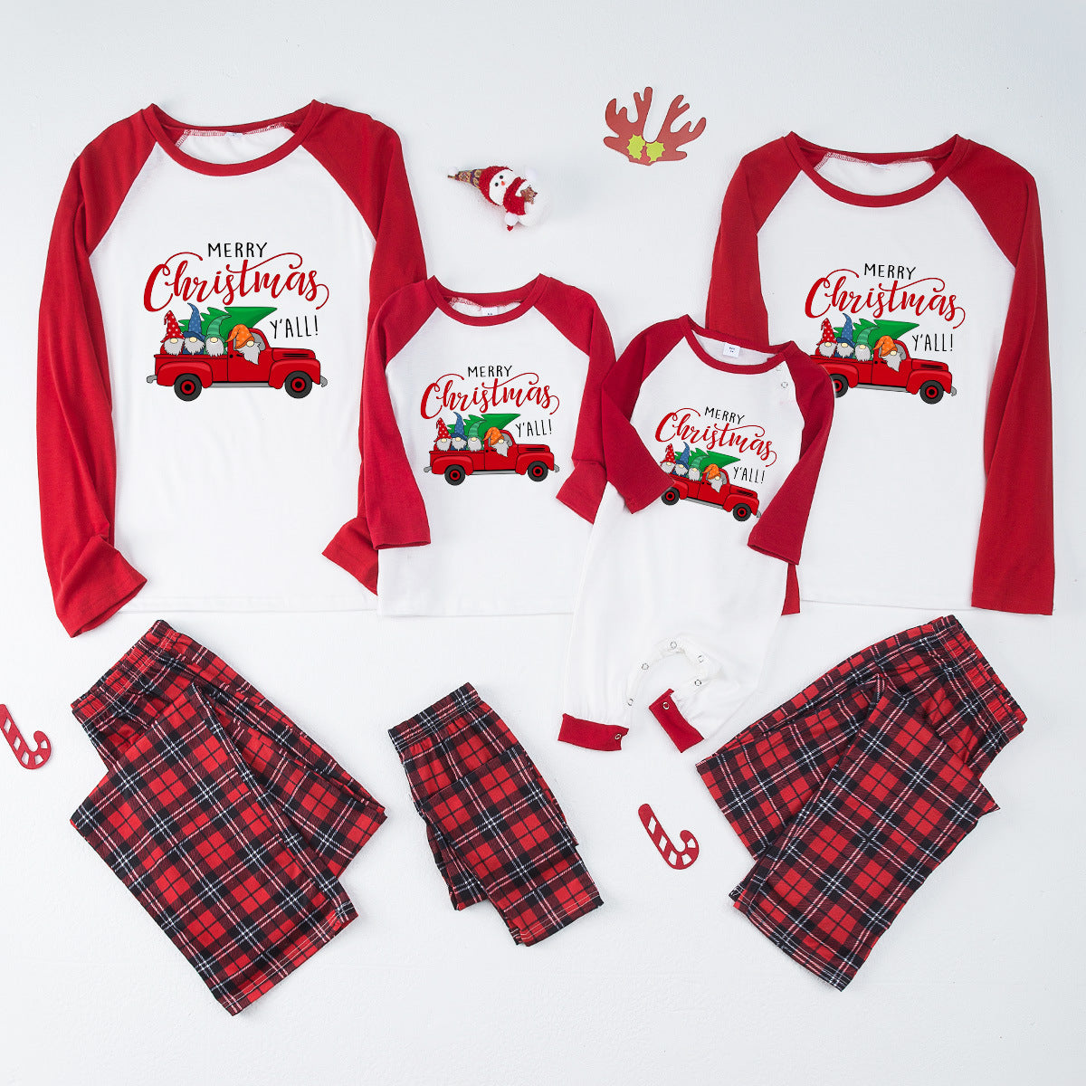 Red Christmas Truck Pattern Matching Family Christmas Pajamas-Dog Pajamas Included