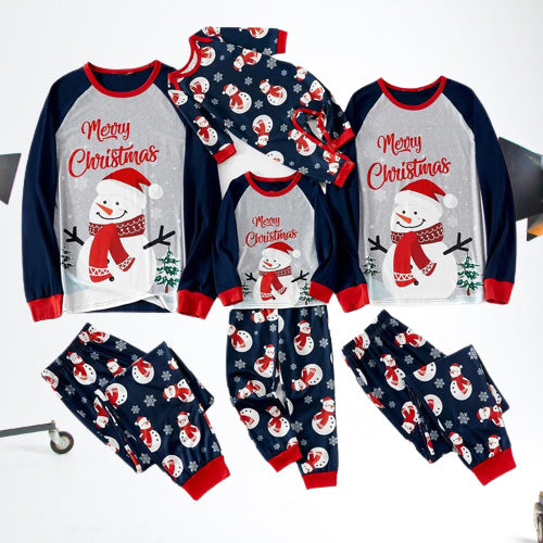 Cute Snowman Pattern Matching Family Christmas Pajamas Sets
