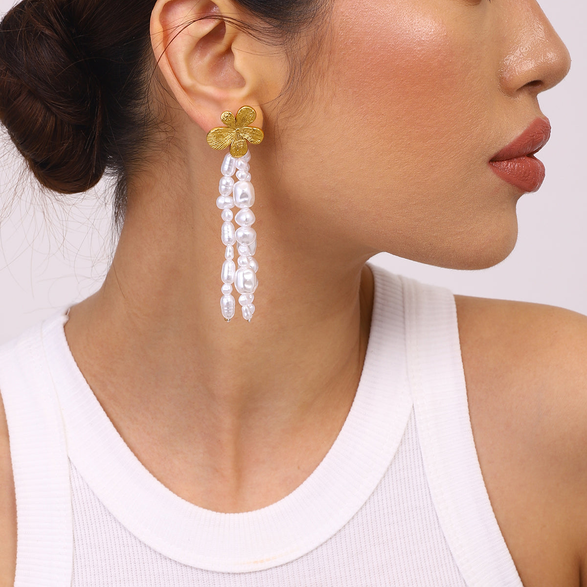 Petal Pearl Drop Earrings