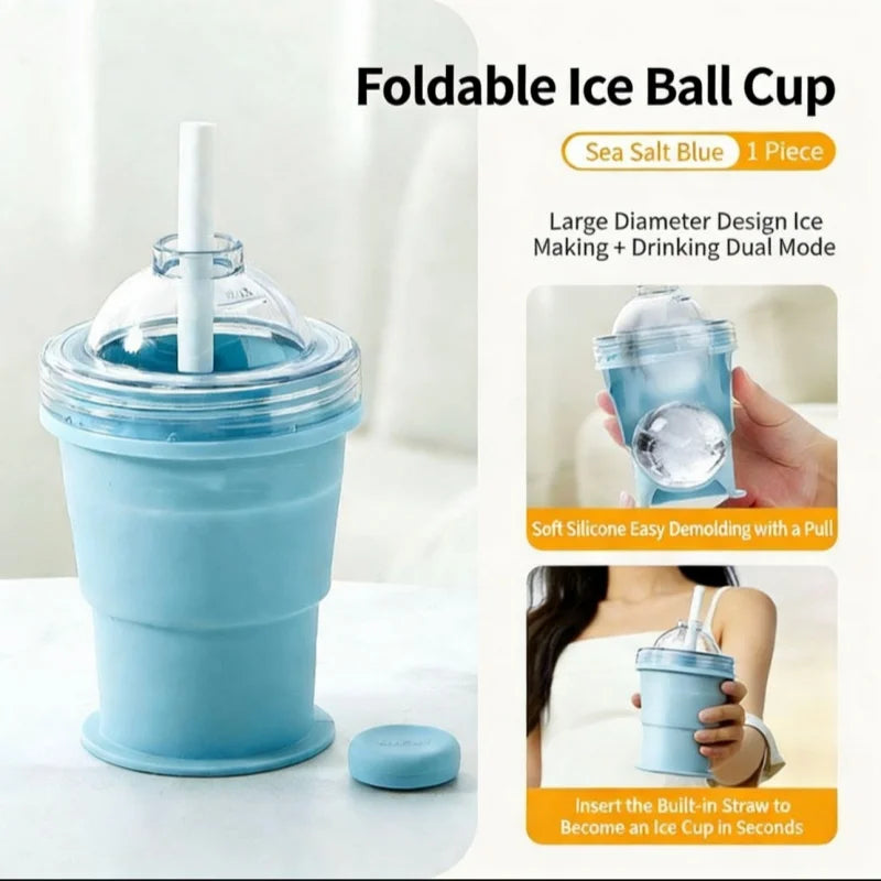 RoundRoll Foldable Silicone Ice Ball Drink Cup