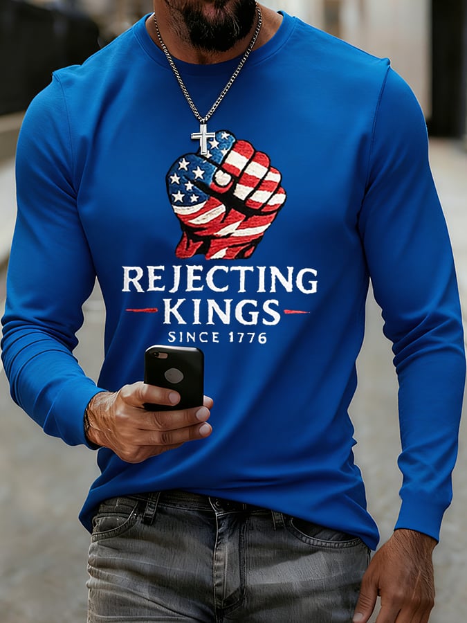 Men'S “Rejecting Kings Since 1776â€?Print Casual T-Shirt