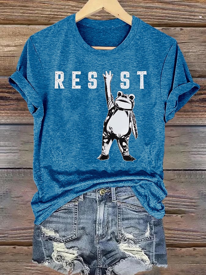 Women's Portland Frog Resist Printed Casual T-Shirt