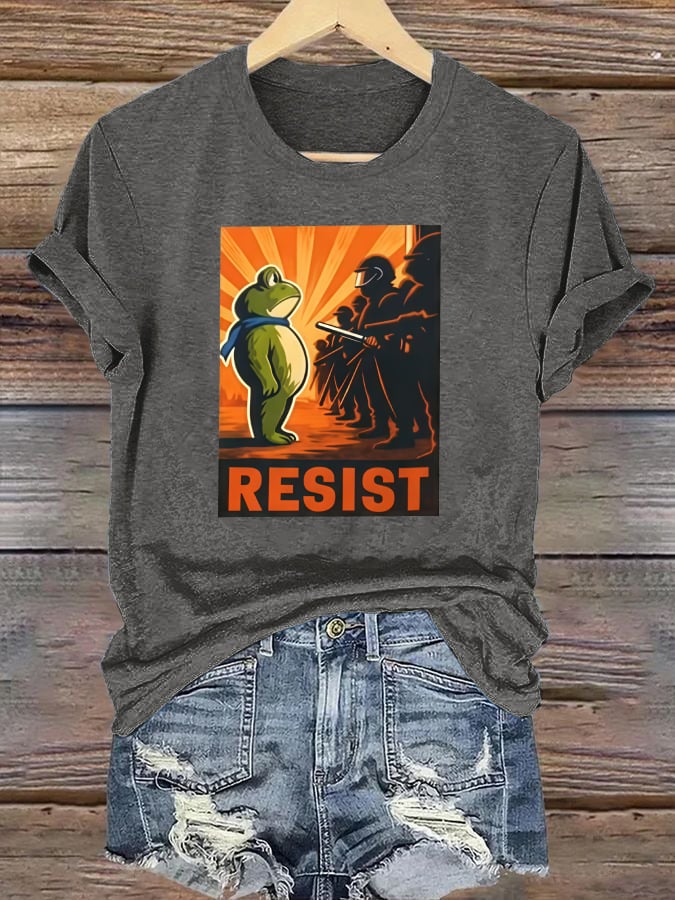 Women's Portland Frog Resist Printed Casual T-Shirt
