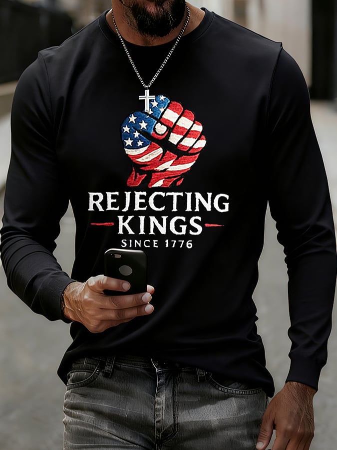 Men'S “Rejecting Kings Since 1776â€?Print Casual T-Shirt