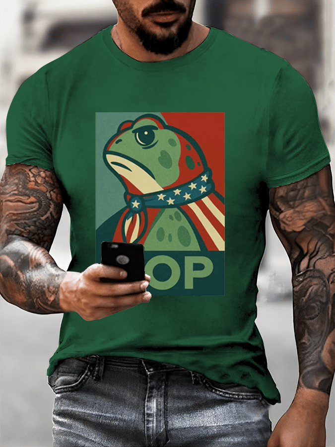 Men's Hop Portland Frog Printed Casual T-Shirt