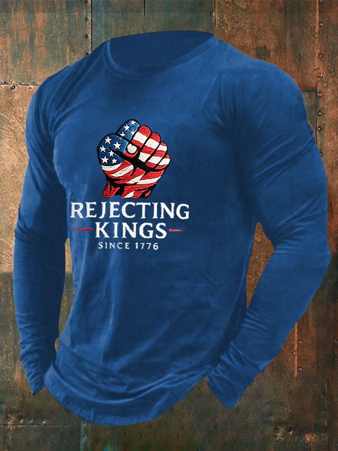 Men'S “Rejecting Kings Since 1776â€?Print Casual T-Shirt