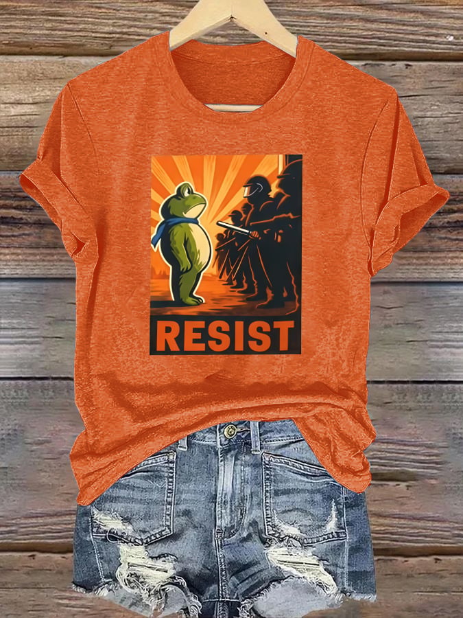 Women's Portland Frog Resist Printed Casual T-Shirt