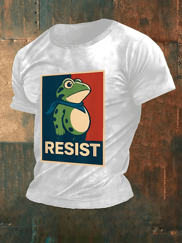 Men's Portland Frog Art resist Print Casual T-Shirt