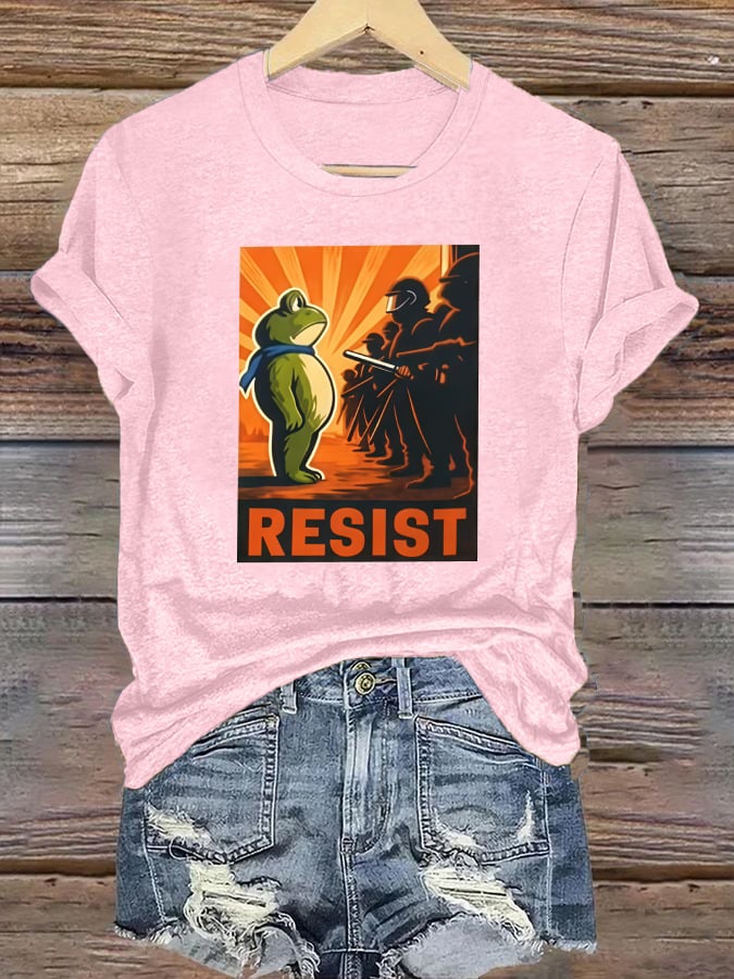 Women's Portland Frog Resist Printed Casual T-Shirt