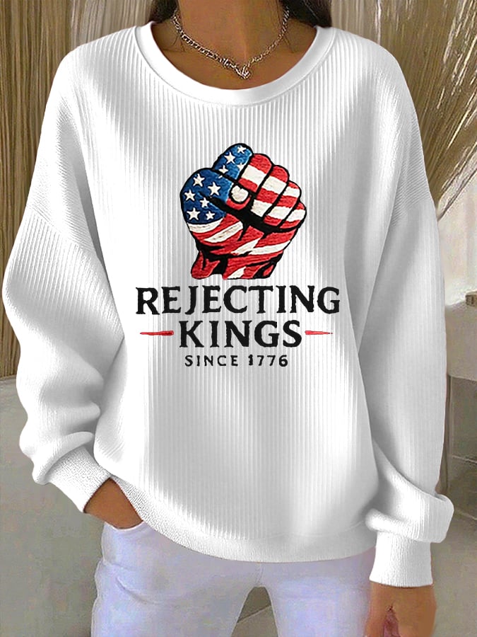 Women's “Rejecting Kings Since 1776â€?Knitted Sweatshirt