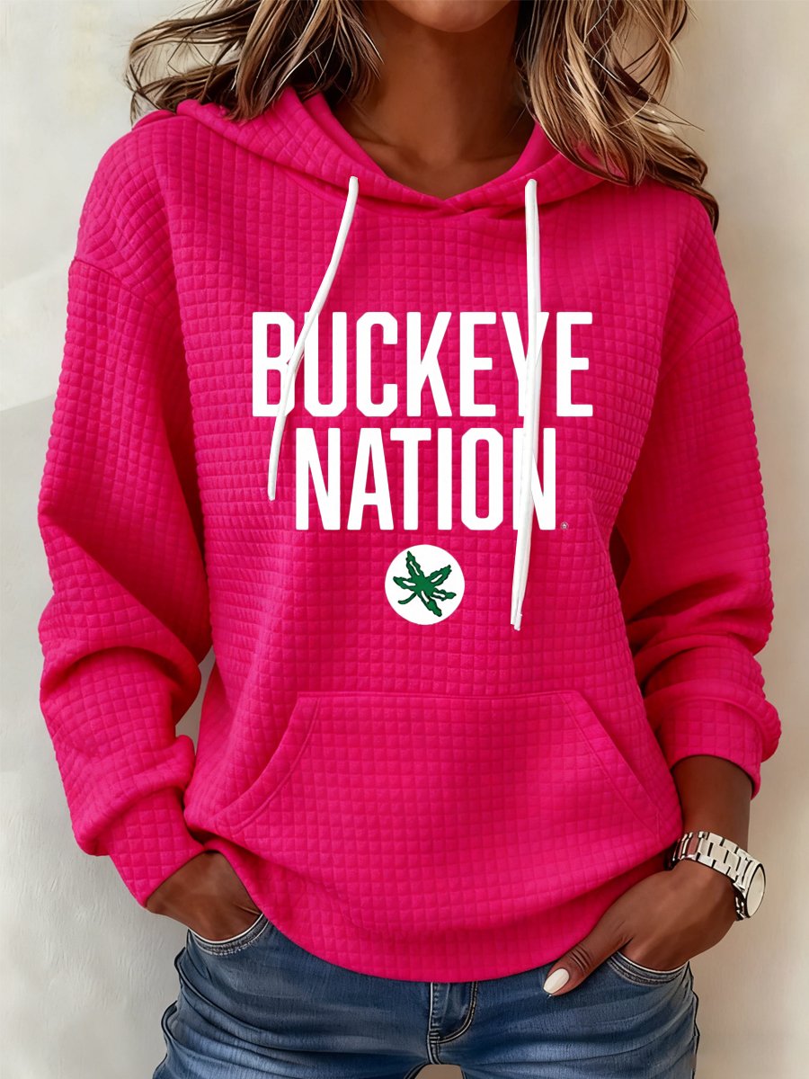 Women's Casual Rugby Print Hooded Sweatshirt