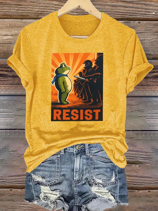 Women's Portland Frog Resist Printed Casual T-Shirt