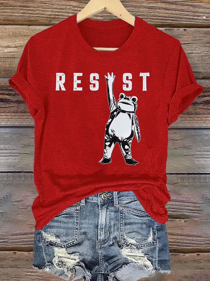 Women's Portland Frog Resist Printed Casual T-Shirt