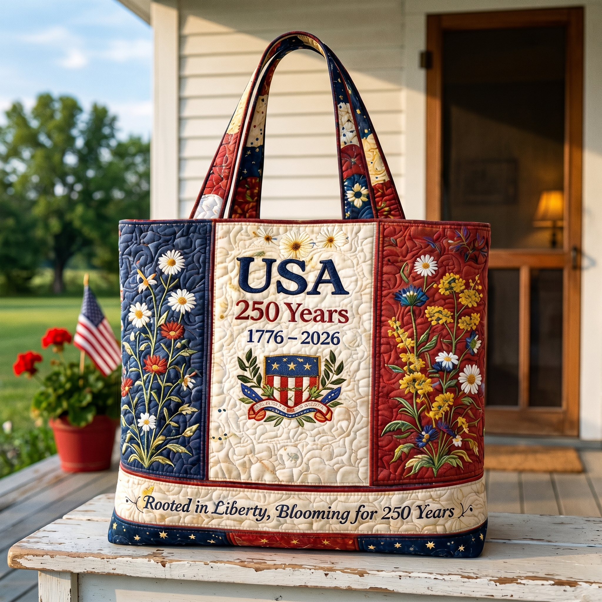 🔥Last Day Sale 49% -Patriotic Quilted Tote Bag — America's 250th Anniversary