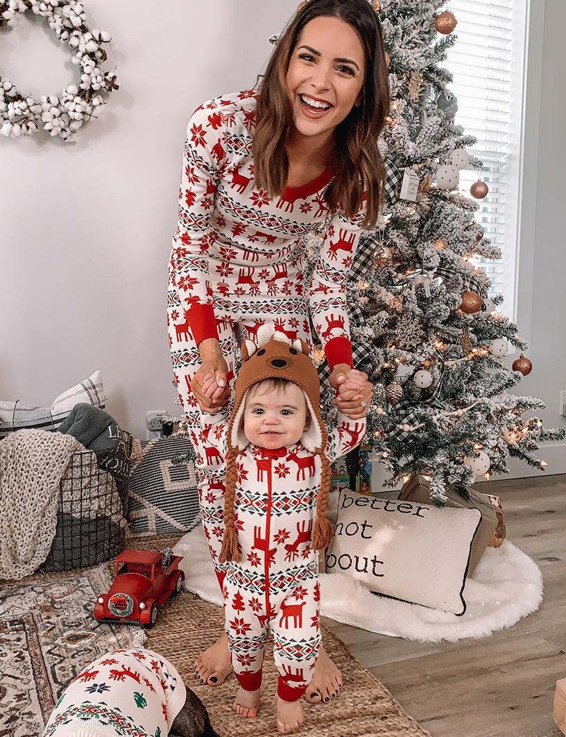 Christmas Deer and Snowflake Matching Family Christmas Pajamas-Dog Pajamas Included