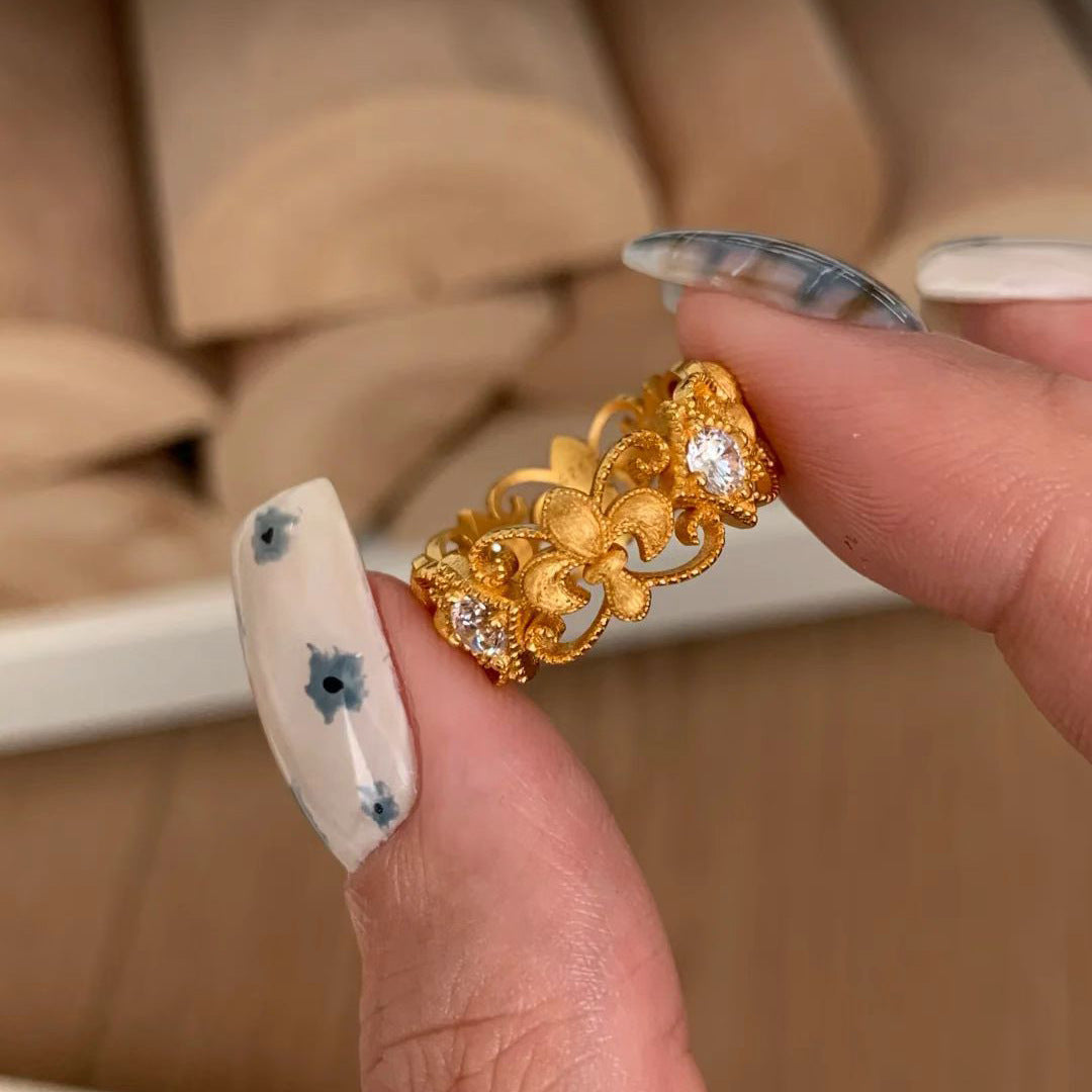 Vintage Court Lace Openwork Iris Ring