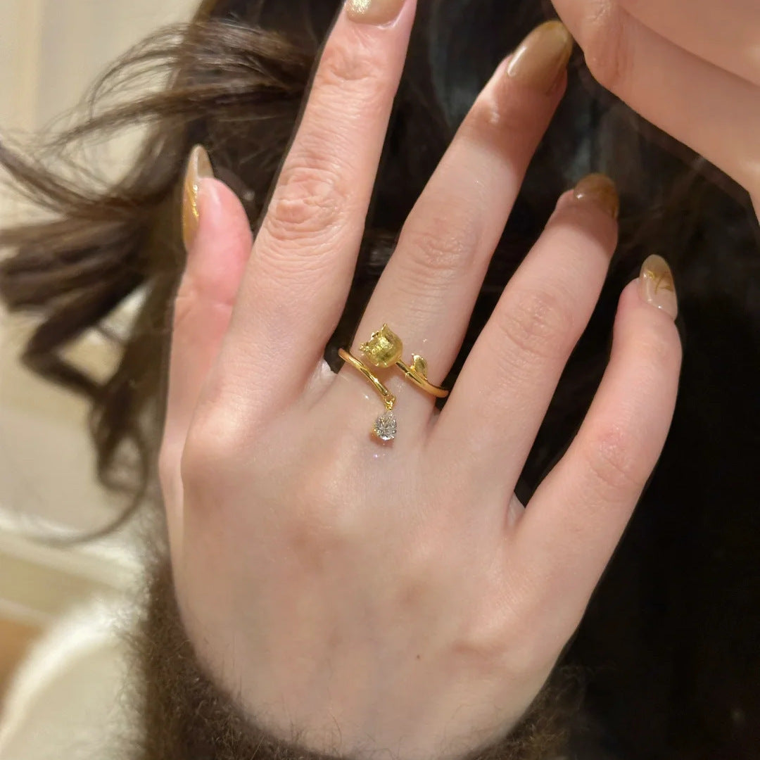 Lily of the Valley Droplet-Shaped Ring