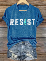V-neck Women's  Portland Frog resist Print T-Shirt