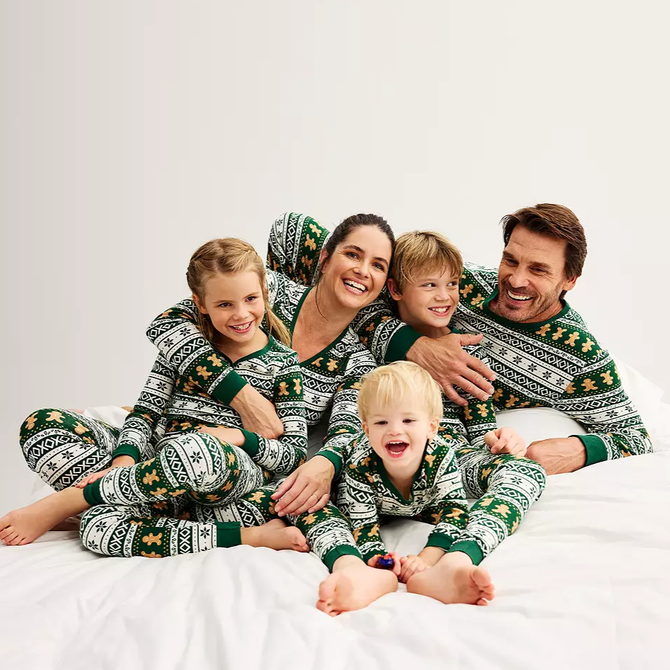 Green Gingerbread Matching Family Christmas Pajamas | Adults, Kids & Dog Pajamas Included