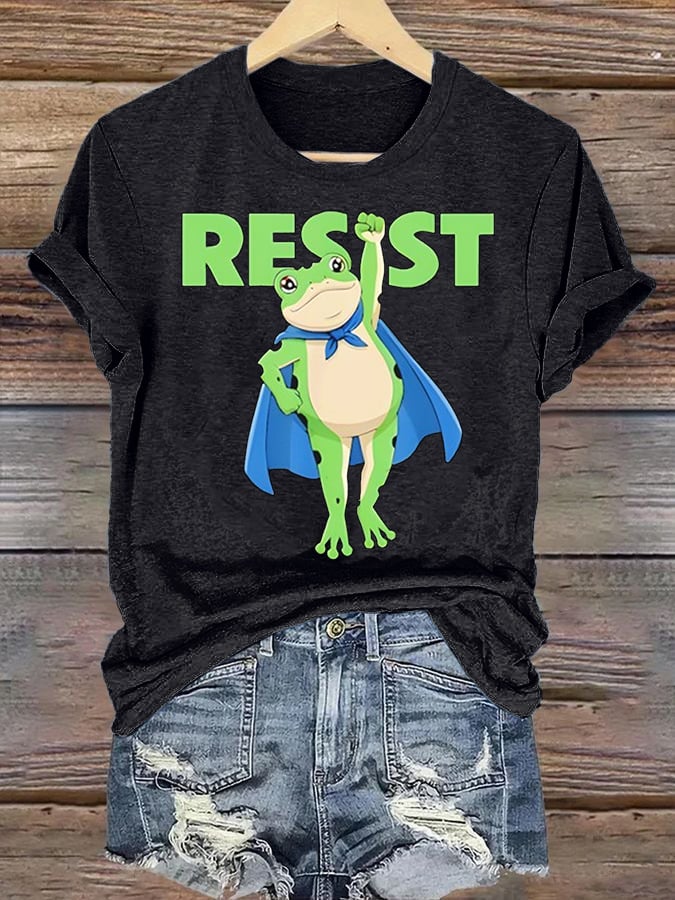 Women's  Portland Frog Art Print Casual T-Shirt