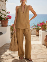 Cozy Minimalist Two-piece Linen Set