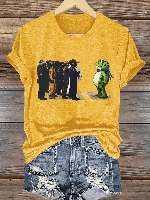 Women's  Portland Frog Resist  Printed Casual T-Shirt