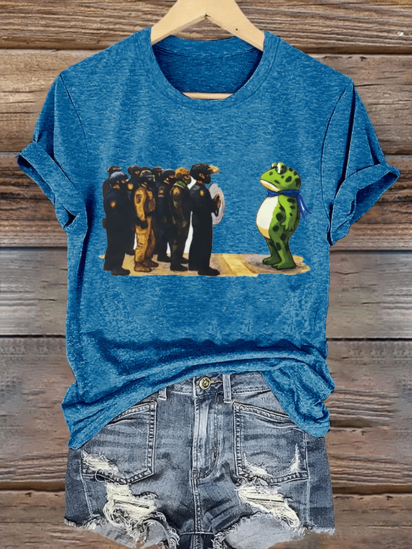 Women's  Portland Frog Resist  Printed Casual T-Shirt