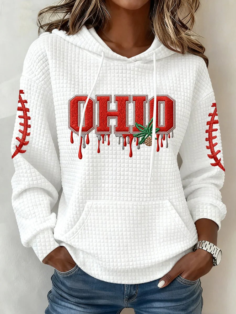 Women's Casual Rugby Print Hoodie