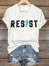 V-neck Women's  Portland Frog resist Print T-Shirt