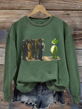 Women's Portland Frog Print Casual Sweatshirt