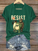 Women's FDT Portland Frog Protest Revolt Machine Print T-Shirt