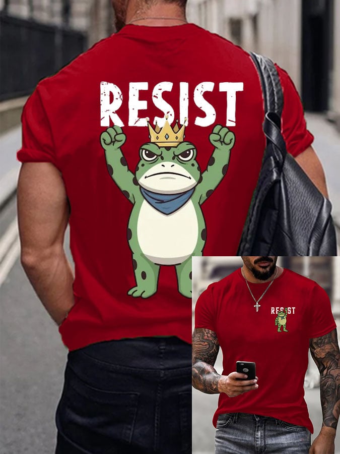 Men's  Resist Frog Printed Casual T-shirt