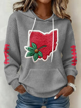 Women's Football Print Plaid Fabric Hooded Sweatshirt