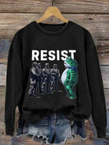 Women's Retro Resist Frog Printed Round Neck Sweatshirt