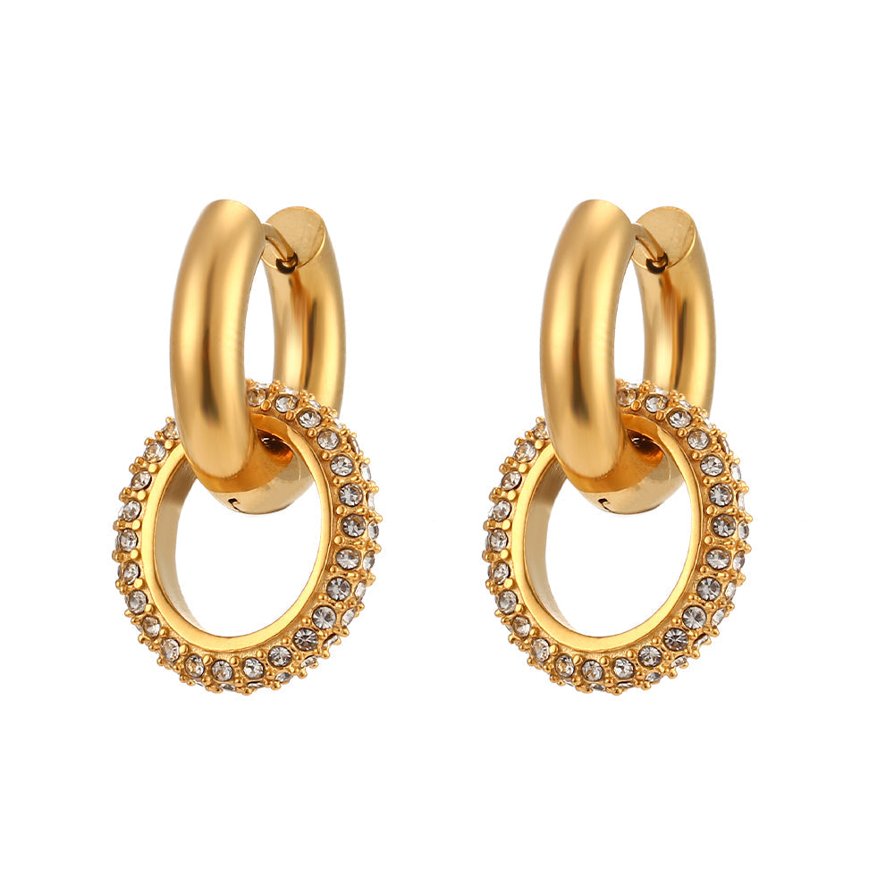 Studded Zircon Interlock Earrings