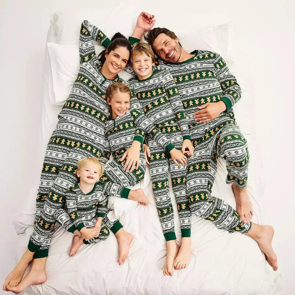 Green Gingerbread Matching Family Christmas Pajamas | Adults, Kids & Dog Pajamas Included