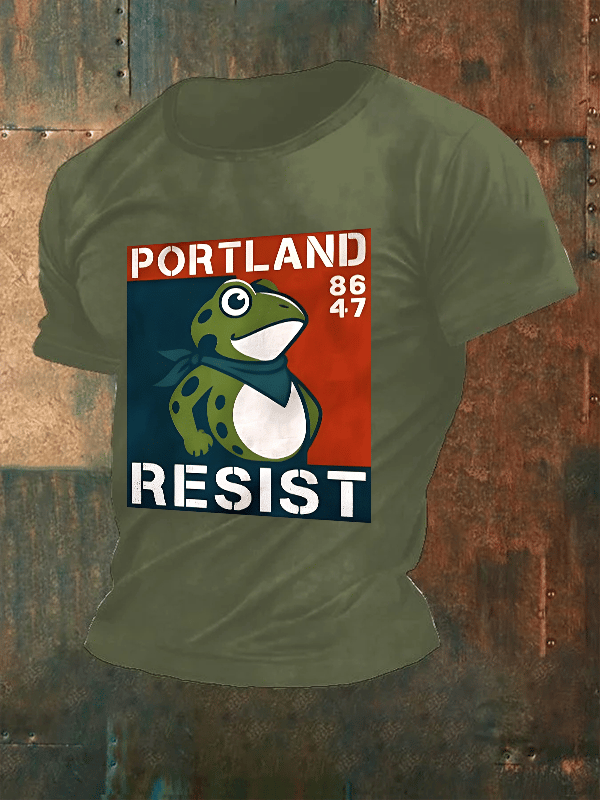 Men's  Portland Frog 8647 resist Print T-Shirt