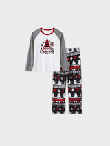 Christmas Tree Snowflake and Letters Print Grey Family Matching Long-sleeve Pajamas Sets with Christmas Socks Grey