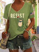 Women's casual resistance frog T-shirt