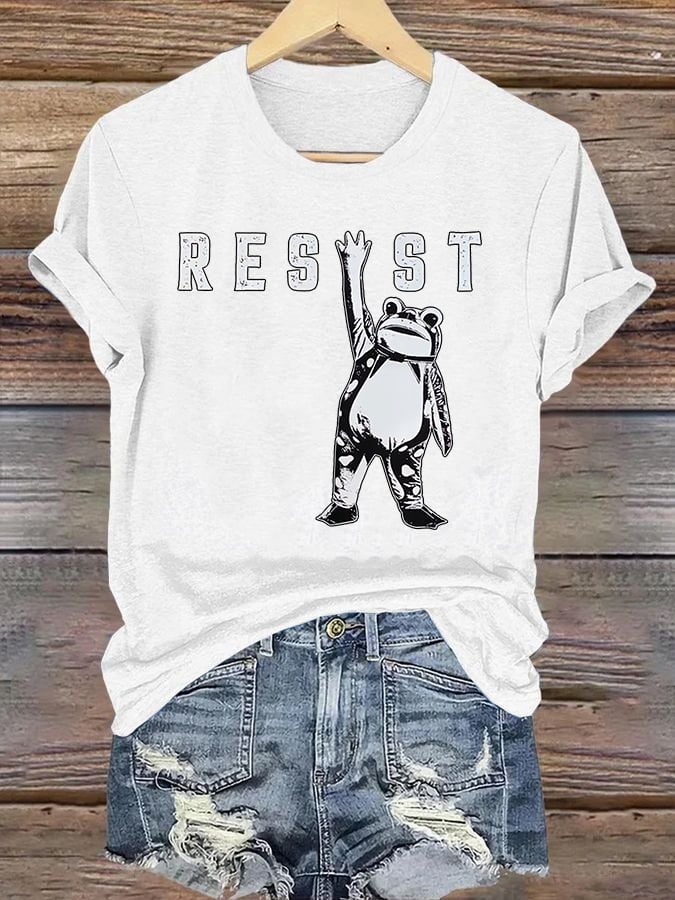 Women's  Portland Frog Resist  Printed Casual T-Shirt