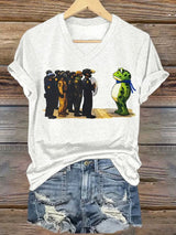 V-neck Women's  Portland Frog print T-Shirt