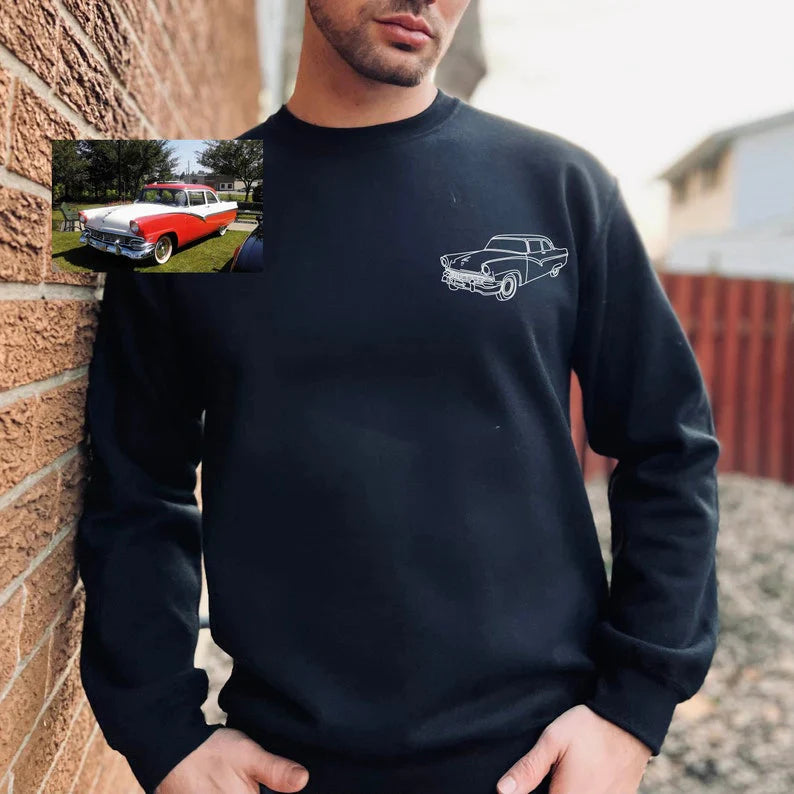 Custom Car Embroidered Crewneck & Hoodies – The Perfect Gift for Dad or Husband!