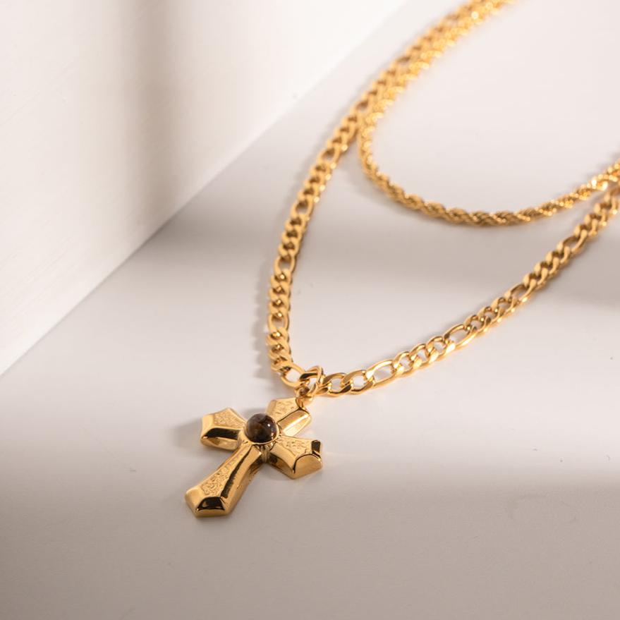 Double Layered Cross Necklace