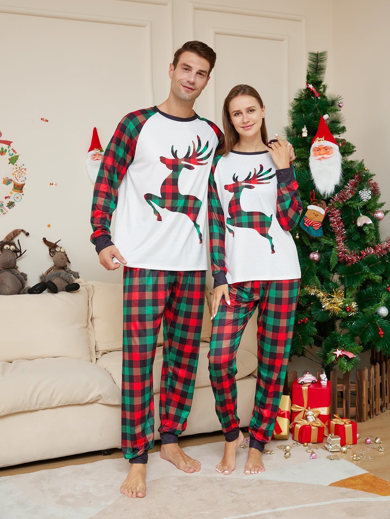Christmas Checkered Deer Matching Family Christmas Pajamas | Adults, Kids & Dog Pajamas